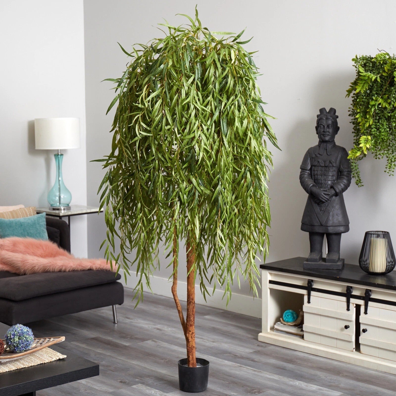 7’ Willow Artificial Tree (Real Touch) w/ Natural Trunk Home Decor. Retail $422