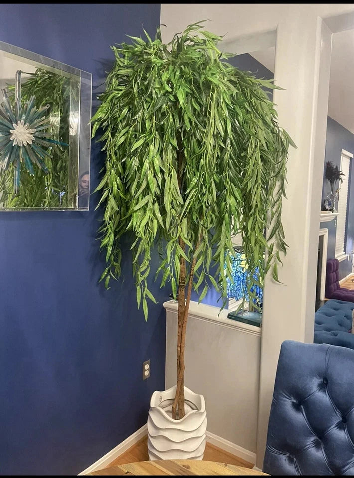 7’ Willow Artificial Tree (Real Touch) w/ Natural Trunk Home Decor. Retail $422