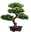 Artificial Bonsai Pine Tree 11 Inch Faux Potted Plant Desk Display Fake Tree Pot