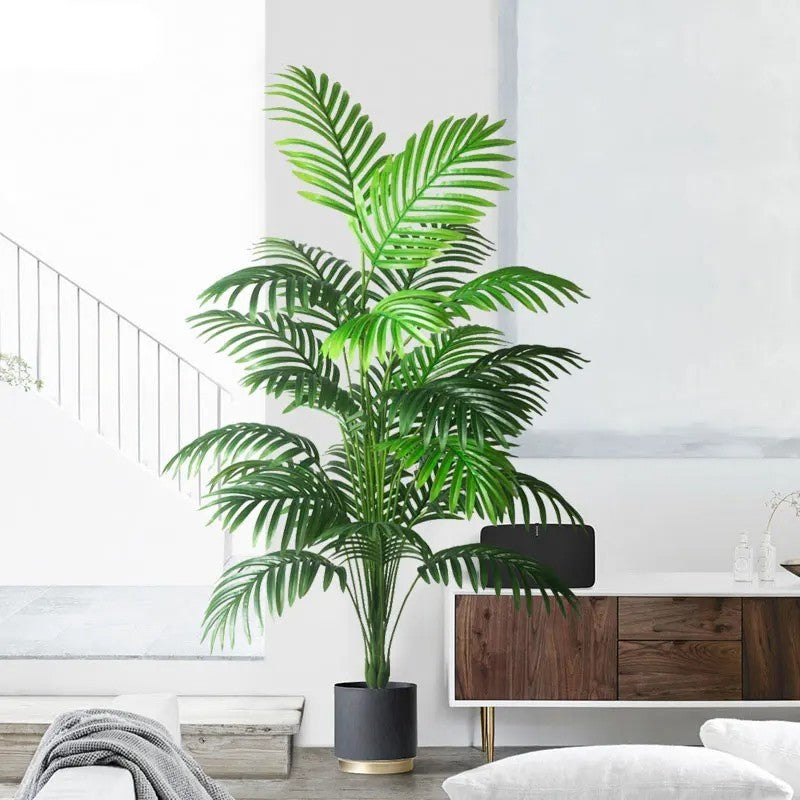 Large Artificial Palm Tree Tropical Fake Plants Green Plastic Palm Leaf