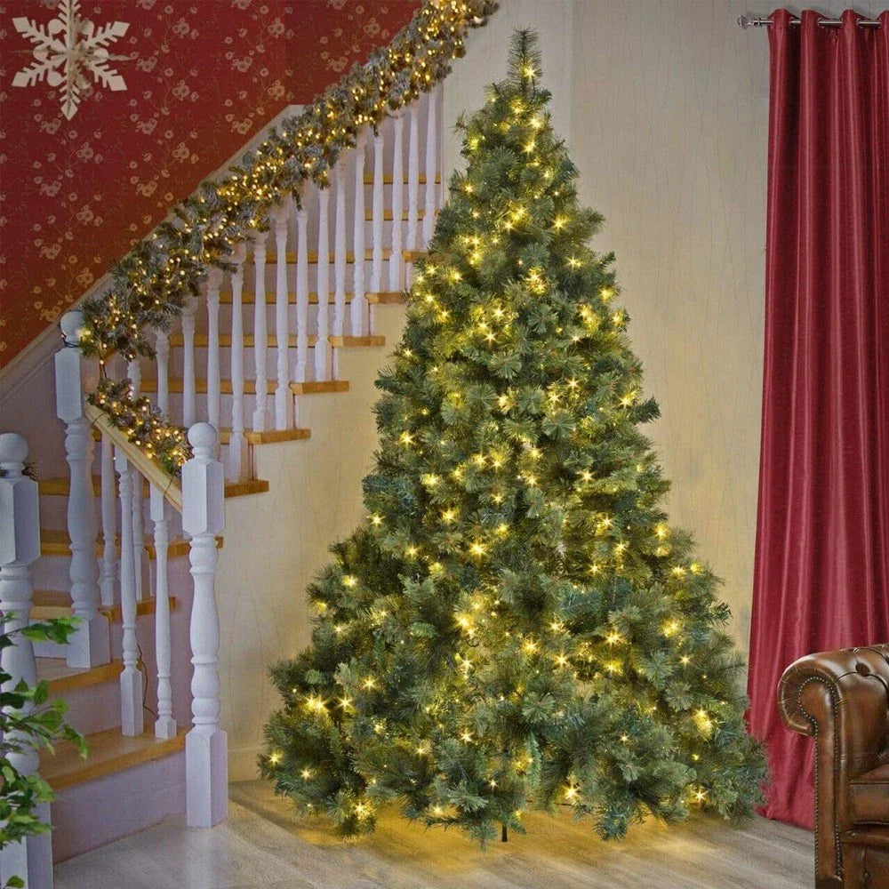 Christmas Tree w/LED Lights Artificial Tree Pine Bushy Holiday Decor
